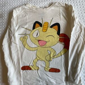 H&M Cream Long Sleeve Tee with Meowth Pokemon